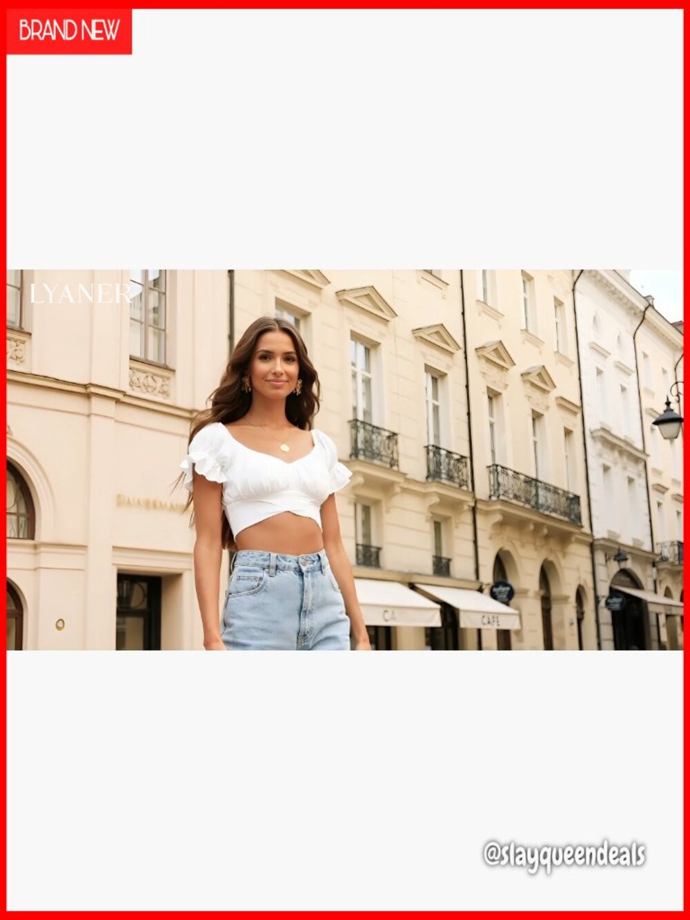 Ruffle Puff Sleeve Tie Back Crop Top Blouse Off Shoulder Cropped - Picture 7 of 7